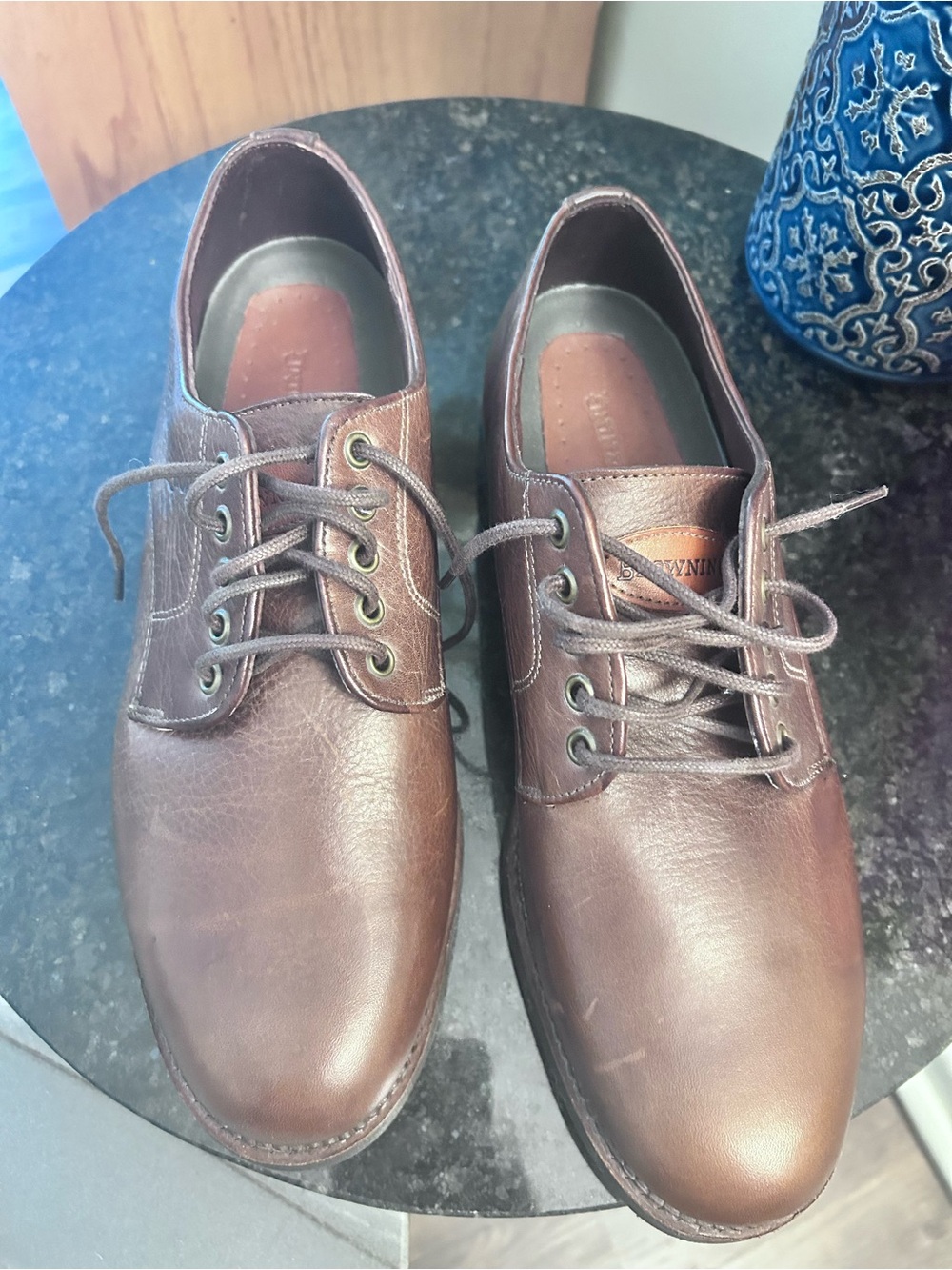 Browning Men's Dark Brown Leather Derby Oxfords size 12W, Vintage